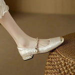 Women's Square Toe Block Heel Mary Jane Shoes