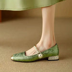 Women's Square Toe Block Heel Mary Jane Shoes