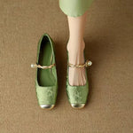 Women's Square Toe Block Heel Mary Jane Shoes