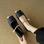 Women's Square Toe Block Heel Mary Jane Shoes
