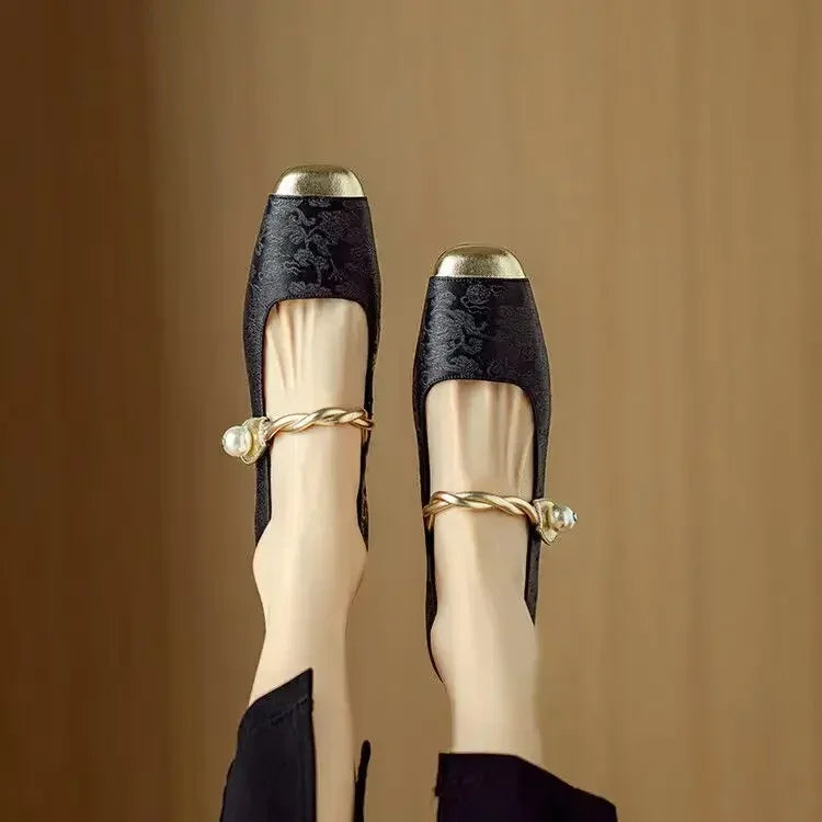 Women's Square Toe Block Heel Mary Jane Shoes
