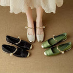 Women's Square Toe Block Heel Mary Jane Shoes