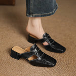 Women's Square Toe Block Heel Mule Shoes