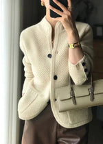 Women'sStand Collar Buttoned Long Sleeve Cardigan