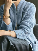 Women'sStand Collar Buttoned Long Sleeve Cardigan