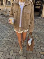 Women’s Stand Collar Zip Front Pocket Jacket