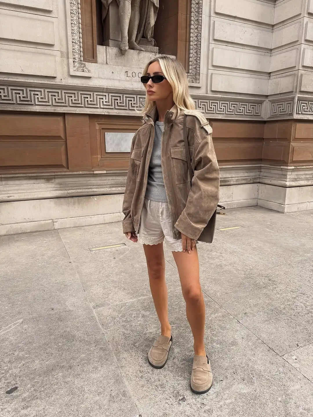 Women’s Stand Collar Zip Front Pocket Jacket