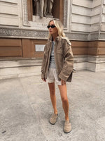 Women’s Stand Collar Zip Front Pocket Jacket