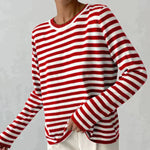 Women's Striped Crew-Neck Long-Sleeve Sweatshirt