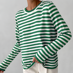 Women's Striped Crew-Neck Long-Sleeve Sweatshirt