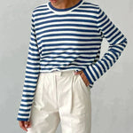 Women's Striped Crew-Neck Long-Sleeve Sweatshirt