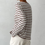 Women's Striped Crew-Neck Long-Sleeve Sweatshirt