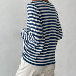 Women's Striped Crew-Neck Long-Sleeve Sweatshirt