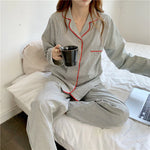 Women’s Striped Long Sleeve Button Front 2 Piece Pajama Set
