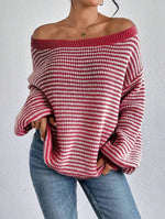 Women’s Striped Long Sleeve Knit Sweater