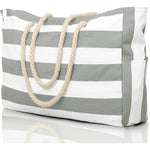 Women’s Striped Rope Handle Tote Beach Bag