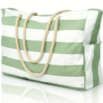 Women’s Striped Rope Handle Tote Beach Bag