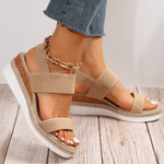 Women’s Textured Strap Open Toe Platform Sole Slip On Sandals