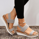 Women’s Textured Strap Open Toe Platform Sole Slip On Sandals