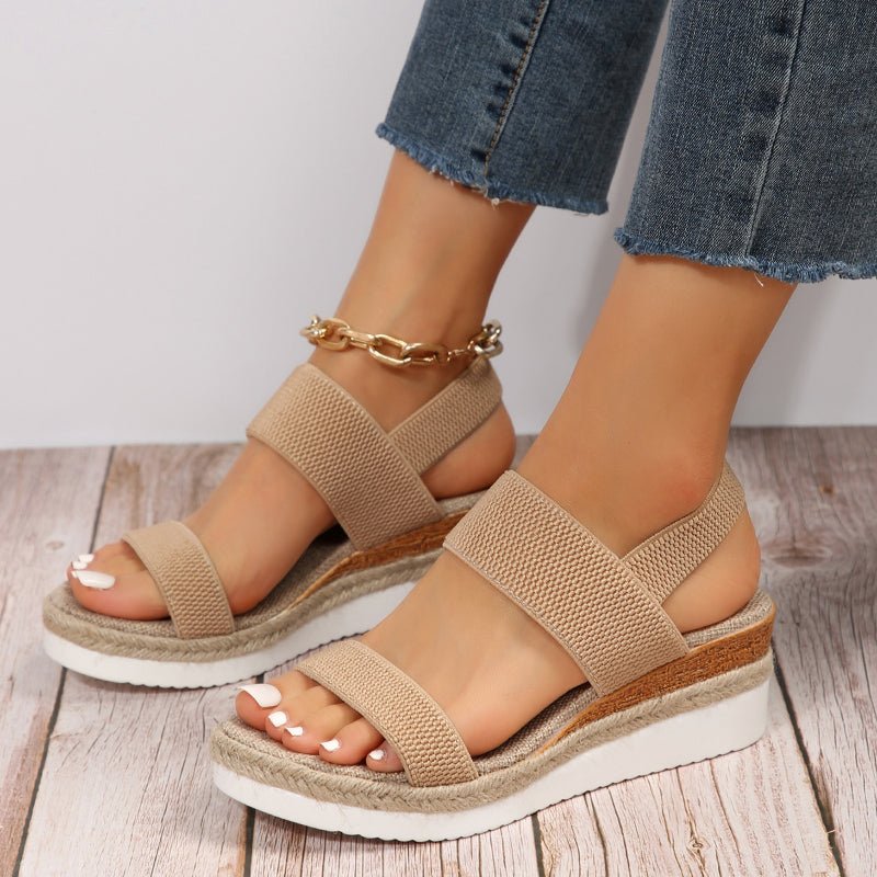 Women’s Textured Strap Open Toe Platform Sole Slip On Sandals