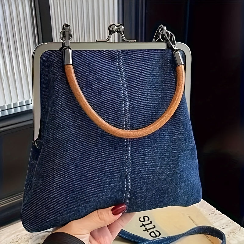 Women’s Top Handle Denim Frame Crossbody Bag