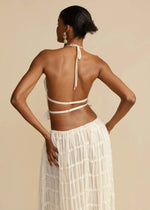 Women's Two-Piece Halter Crop Top and Tiered Maxi Skirt Set
