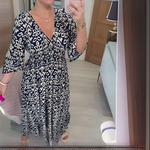 Women's V-Neck Geometric Print Half Sleeves Maxi Dress