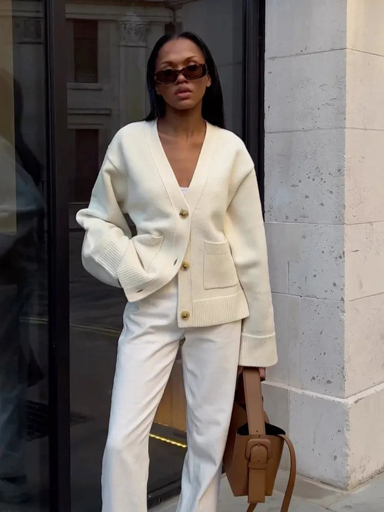 Women’s V-Neck Oversized Button Cardigan