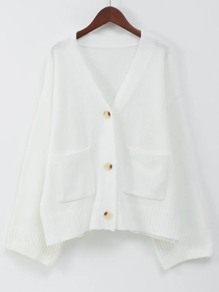 Women’s V-Neck Oversized Button Cardigan