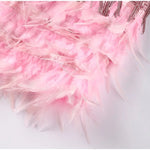 Women's V-Neck Spaghetti-Strap Feather Mini Dress