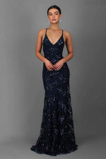 Women's V-Neck Spaghetti Strap Sequin Maxi Dress