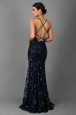 Women's V-Neck Spaghetti Strap Sequin Maxi Dress
