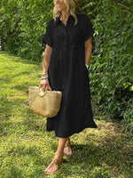 Women's Vertical Striped Button-Down Maxi Dress