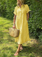 Women's Vertical Striped Button-Down Maxi Dress