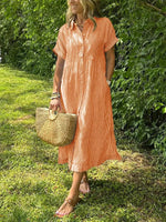 Women's Vertical Striped Button-Down Maxi Dress