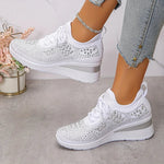 Women's Wedge Sole Lace Up Sneakers
