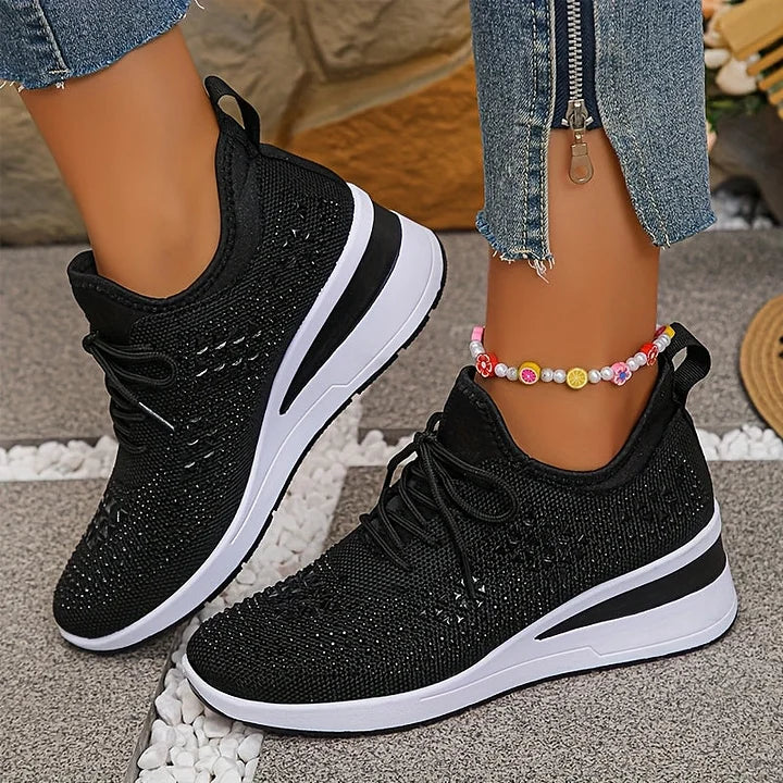Women's Wedge Sole Lace Up Sneakers