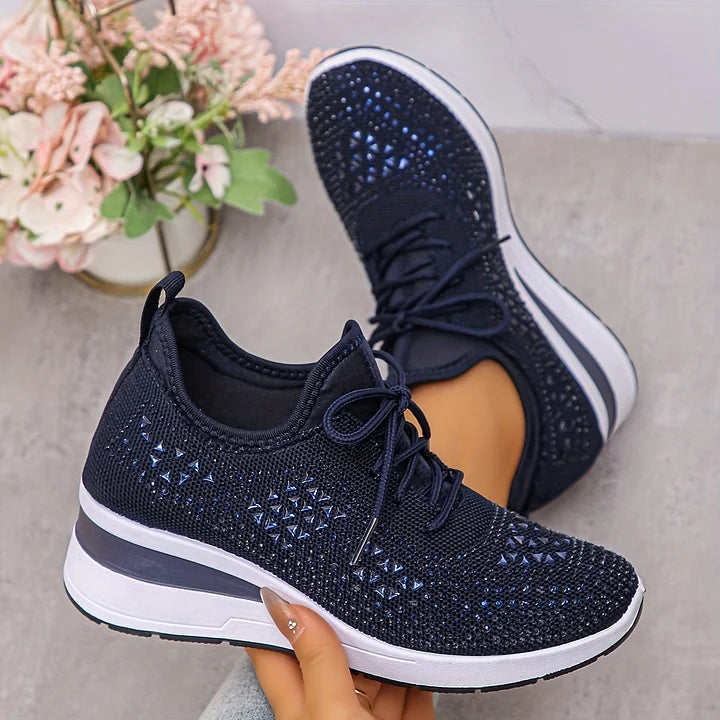 Women's Wedge Sole Lace Up Sneakers