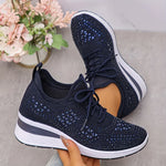 Women's Wedge Sole Lace Up Sneakers