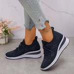 Women's Wedge Sole Lace Up Sneakers