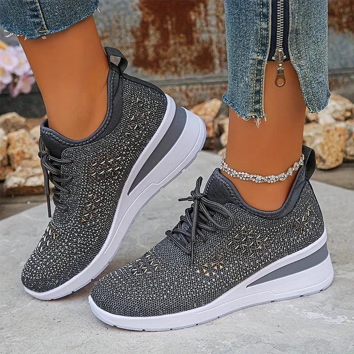 Women's Wedge Sole Lace Up Sneakers