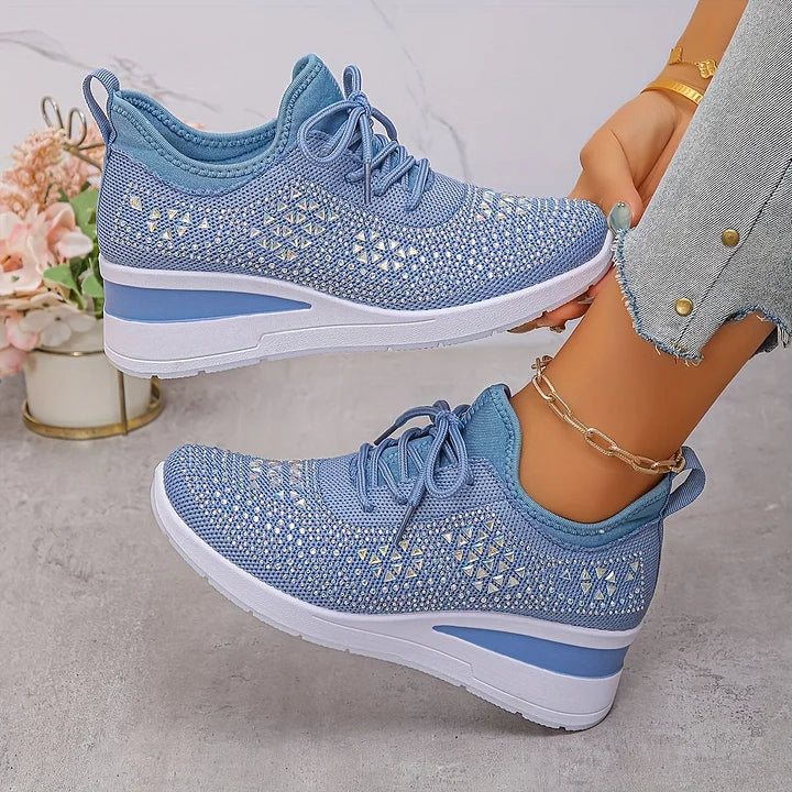 Women's Wedge Sole Lace Up Sneakers
