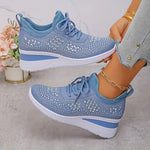 Women's Wedge Sole Lace Up Sneakers