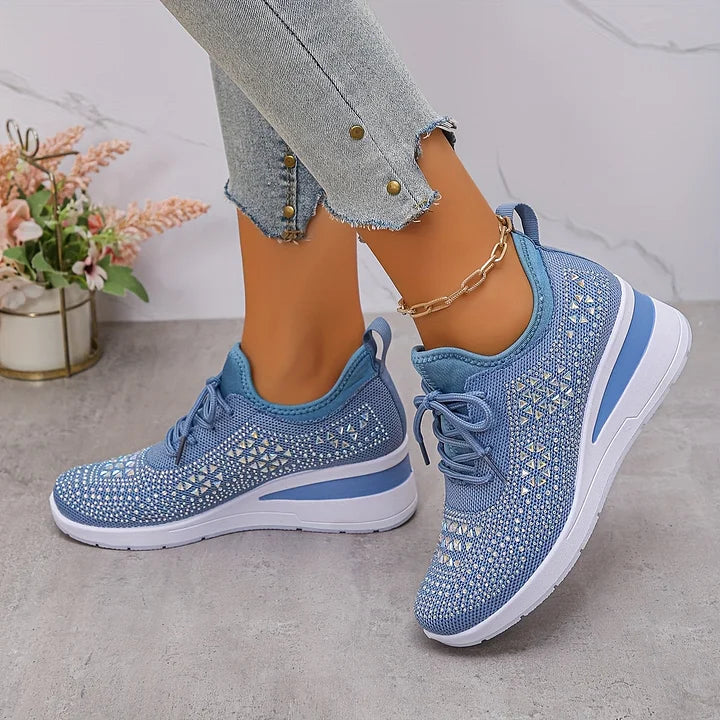 Women's Wedge Sole Lace Up Sneakers