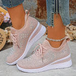 Women's Wedge Sole Lace Up Sneakers