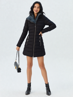 Women's Winter Hooded Faux Fur Quilted Coat
