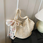 Women’s Woven Crochet Tote Beach Bag