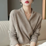 Women’s Wrap Front V-Neck Long Sleeve Sweater