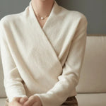 Women’s Wrap Front V-Neck Long Sleeve Sweater