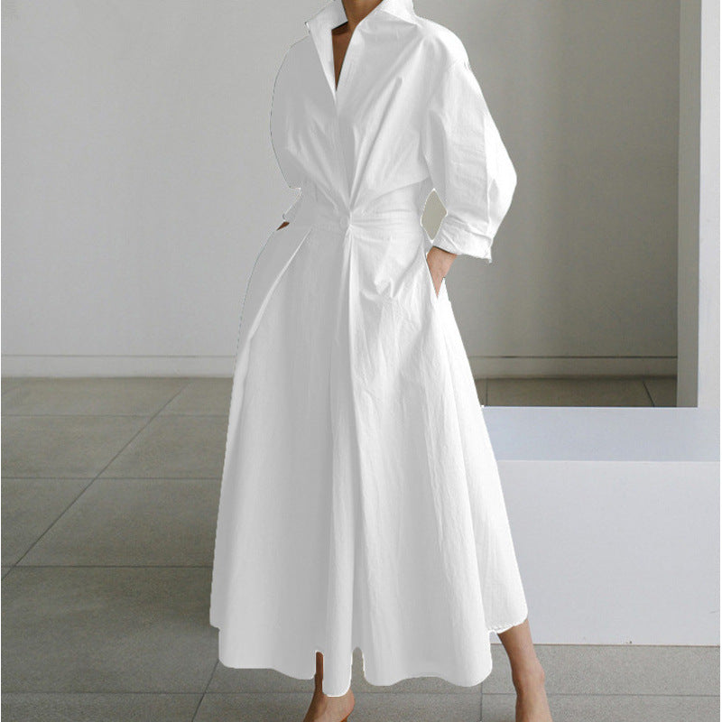 Women's Wrap Long Sleeve Shirt Maxi Dress
